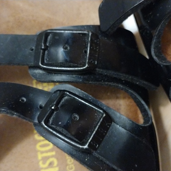 Birkenstock Ibiza Patent Black Sandals with Glossy Straps and Cork Footbed 6 - Picture 8 of 8
